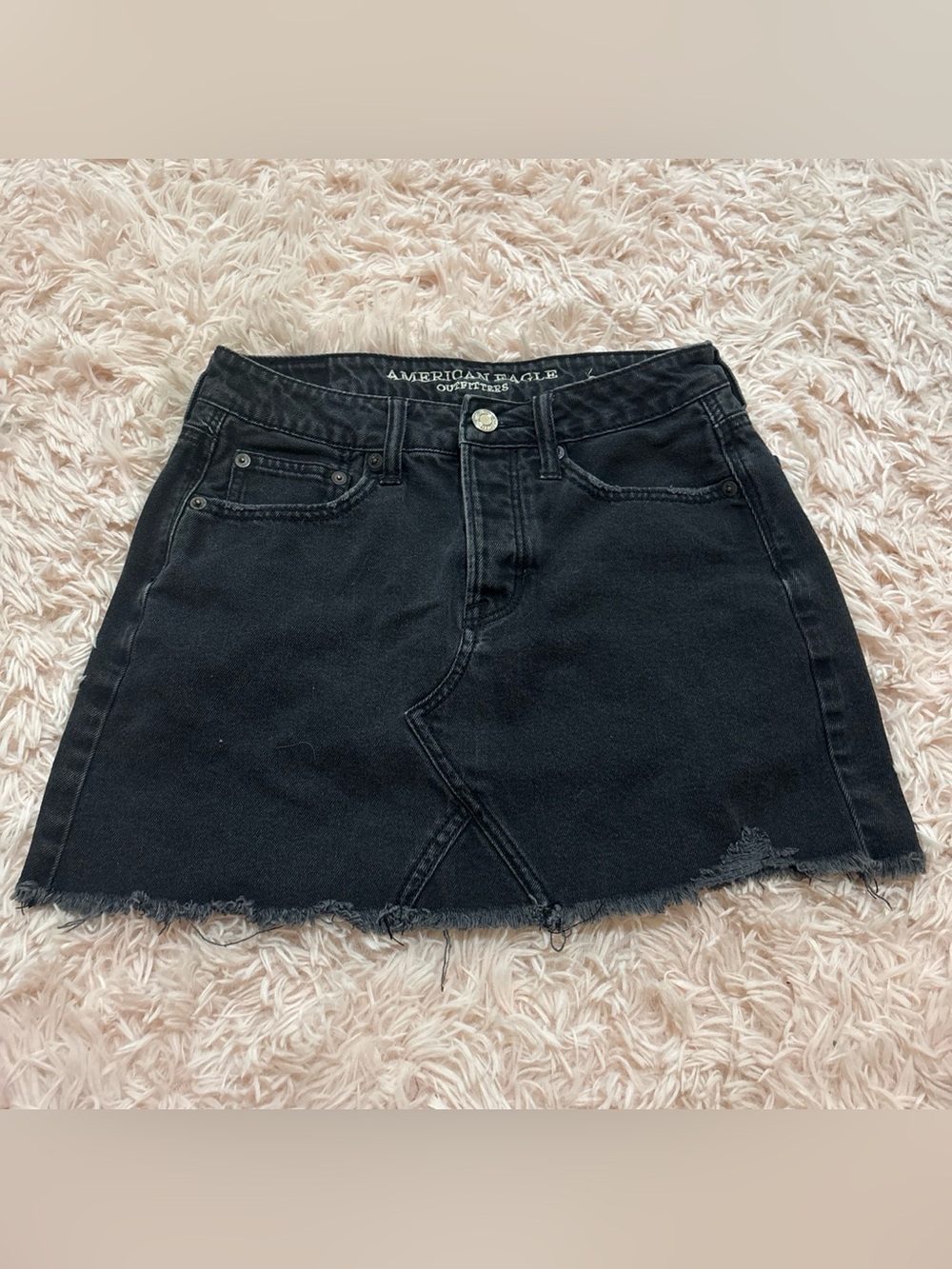 American Eagle black denim skirt size 0